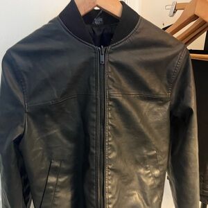 Black Leather Bomber Jacket